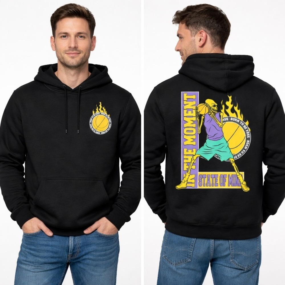 NEW Chemistry brand In The Moment Basketball Skeleton Hoodie LG READ DESC #0739